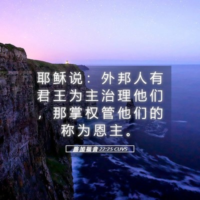 Picture 05 - 路 加 福 音 22:25 CUVS - 耶 稣 说 ： 外 邦 人 有 君 王 为 主 - Bible Verse Picture