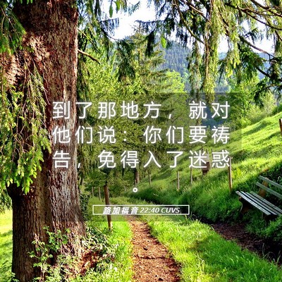 Picture 05 - 路 加 福 音 22:40 CUVS - 到 了 那 地 方 ， 就 对 他 们 说 ： - Bible Verse Picture