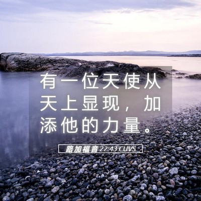 Picture 05 - 路 加 福 音 22:43 CUVS - 有 一 位 天 使 从 天 上 显 现 ， 加 - Bible Verse Picture