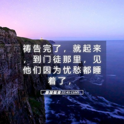 Picture 05 - 路 加 福 音 22:45 CUVS - 祷 告 完 了 ， 就 起 来 ， 到 门 徒 - Bible Verse Picture