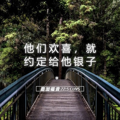 Picture 05 - 路 加 福 音 22:5 CUVS - 他 们 欢 喜 ， 就 约 定 给 他 银 子 - Bible Verse Picture