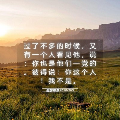Picture 05 - 路 加 福 音 22:58 CUVS - 过 了 不 多 的 时 候 ， 又 有 一 个 - Bible Verse Picture