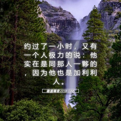 Picture 05 - 路 加 福 音 22:59 CUVS - 约 过 了 一 小 时 ， 又 有 一 个 人 - Bible Verse Picture