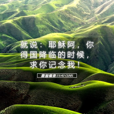 Picture 05 - 路 加 福 音 23:42 CUVS - 就 说 ： 耶 稣 阿 ， 你 得 国 降 临 - Bible Verse Picture