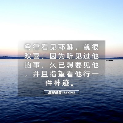 Picture 05 - 路 加 福 音 23:8 CUVS - 希 律 看 见 耶 稣 ， 就 很 欢 喜 ； - Bible Verse Picture