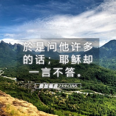 Picture 05 - 路 加 福 音 23:9 CUVS - 於 是 问 他 许 多 的 话 ； 耶 稣 却 - Bible Verse Picture