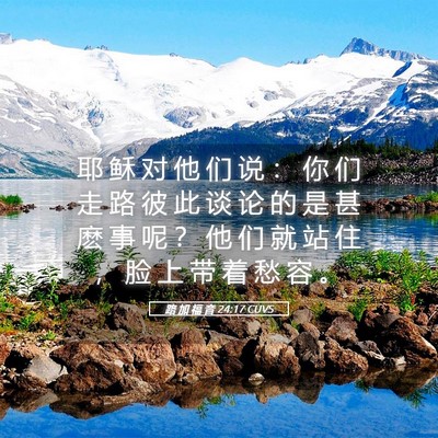 Picture 05 - 路 加 福 音 24:17 CUVS - 耶 稣 对 他 们 说 ： 你 们 走 路 彼 - Bible Verse Picture