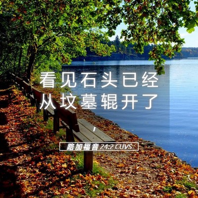 Picture 05 - 路 加 福 音 24:2 CUVS - 看 见 石 头 已 经 从 坟 墓 辊 开 了 - Bible Verse Picture