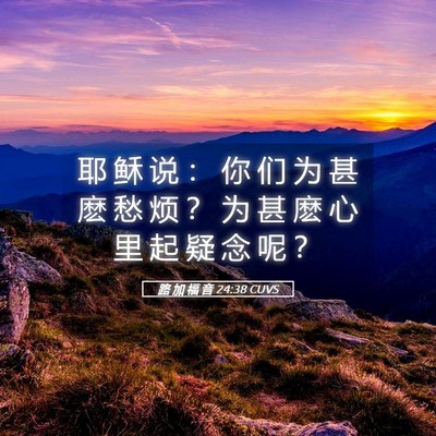 Picture 05 - 路 加 福 音 24:38 CUVS - 耶 稣 说 ： 你 们 为 甚 麽 愁 烦 ？ - Bible Verse Picture
