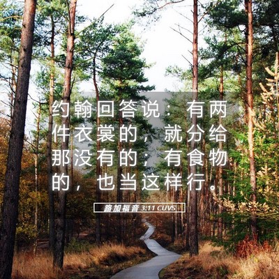 Picture 05 - 路 加 福 音 3:11 CUVS - 约 翰 回 答 说 ： 有 两 件 衣 裳 的 - Bible Verse Picture