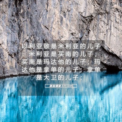 Picture 05 - 路 加 福 音 3:31 CUVS - 以 利 亚 敬 是 米 利 亚 的 儿 子 ； - Bible Verse Picture