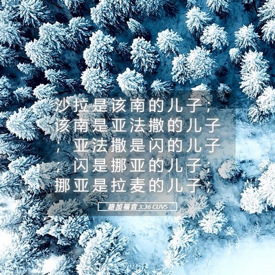 Picture 05 - 路 加 福 音 3:36 CUVS - 沙 拉 是 该 南 的 儿 子 ； 该 南 是 - Bible Verse Picture