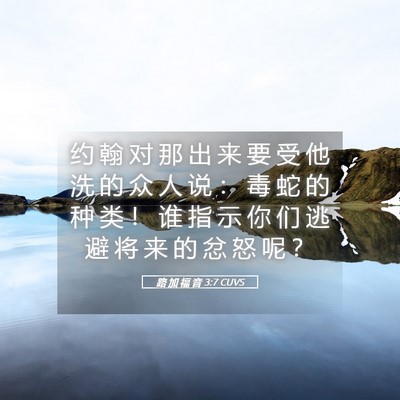 Picture 05 - 路 加 福 音 3:7 CUVS - 约 翰 对 那 出 来 要 受 他 洗 的 众 - Bible Verse Picture