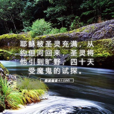 Picture 05 - 路 加 福 音 4:1 CUVS - 耶 稣 被 圣 灵 充 满 ， 从 约 但 河 - Bible Verse Picture