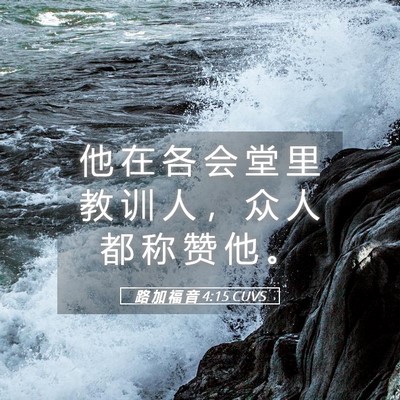 Picture 05 - 路 加 福 音 4:15 CUVS - 他 在 各 会 堂 里 教 训 人 ， 众 人 - Bible Verse Picture