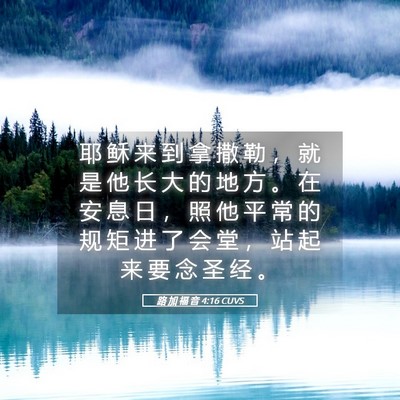 Picture 05 - 路 加 福 音 4:16 CUVS - 耶 稣 来 到 拿 撒 勒 ， 就 是 他 长 - Bible Verse Picture
