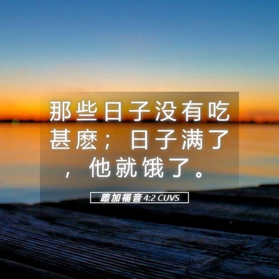 Picture 05 - 路 加 福 音 4:2 CUVS - 那 些 日 子 没 有 吃 甚 麽 ； 日 子 - Bible Verse Picture