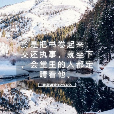 Picture 05 - 路 加 福 音 4:20 CUVS - 於 是 把 书 卷 起 来 ， 交 还 执 事 - Bible Verse Picture
