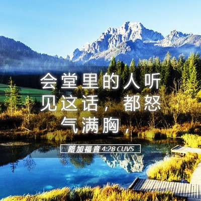 Picture 05 - 路 加 福 音 4:28 CUVS - 会 堂 里 的 人 听 见 这 话 ， 都 怒 - Bible Verse Picture
