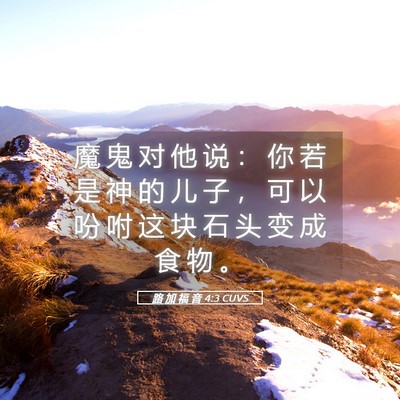Picture 05 - 路 加 福 音 4:3 CUVS - 魔 鬼 对 他 说 ： 你 若 是 神 的 儿 - Bible Verse Picture