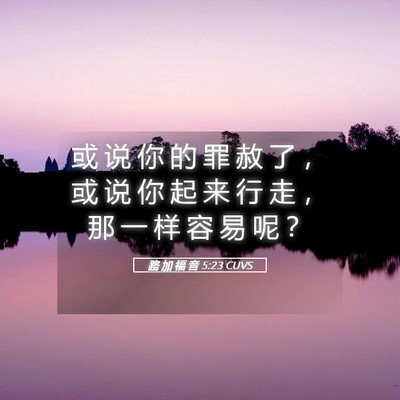 Picture 05 - 路 加 福 音 5:23 CUVS - 或 说 你 的 罪 赦 了 ， 或 说 你 起 - Bible Verse Picture