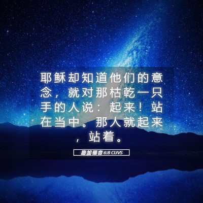 Picture 05 - 路 加 福 音 6:8 CUVS - 耶 稣 却 知 道 他 们 的 意 念 ， 就 - Bible Verse Picture