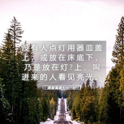 Picture 05 - 路 加 福 音 8:16 CUVS - 没 有 人 点 灯 用 器 皿 盖 上 ， 或 - Bible Verse Picture