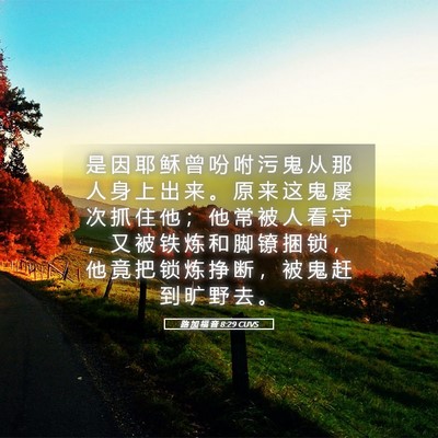 Picture 05 - 路 加 福 音 8:29 CUVS - 是 因 耶 稣 曾 吩 咐 污 鬼 从 那 人 - Bible Verse Picture