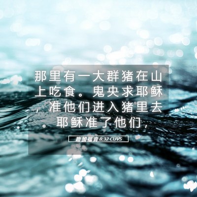 Picture 05 - 路 加 福 音 8:32 CUVS - 那 里 有 一 大 群 猪 在 山 上 吃 食 - Bible Verse Picture