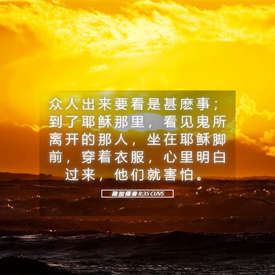 Picture 05 - 路 加 福 音 8:35 CUVS - 众 人 出 来 要 看 是 甚 麽 事 ； 到 - Bible Verse Picture