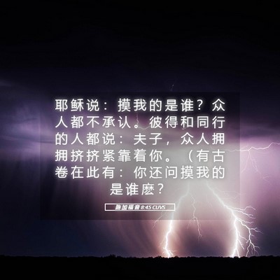 Picture 05 - 路 加 福 音 8:45 CUVS - 耶 稣 说 ： 摸 我 的 是 谁 ？ 众 人 - Bible Verse Picture