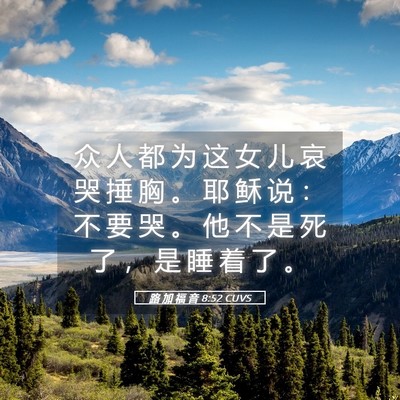 Picture 05 - 路 加 福 音 8:52 CUVS - 众 人 都 为 这 女 儿 哀 哭 捶 胸 。 - Bible Verse Picture