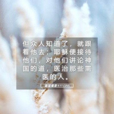 Picture 05 - 路 加 福 音 9:11 CUVS - 但 众 人 知 道 了 ， 就 跟 着 他 去 - Bible Verse Picture