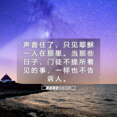 Picture 05 - 路 加 福 音 9:36 CUVS - 声 音 住 了 ， 只 见 耶 稣 一 人 在 - Bible Verse Picture