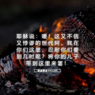Picture 05 - 路 加 福 音 9:41 CUVS - 耶 稣 说 ： 嗳 ！ 这 又 不 信 又 悖 - Bible Verse Picture