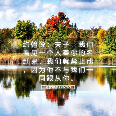 Picture 05 - 路 加 福 音 9:49 CUVS - 约 翰 说 ： 夫 子 ， 我 们 看 见 一 - Bible Verse Picture