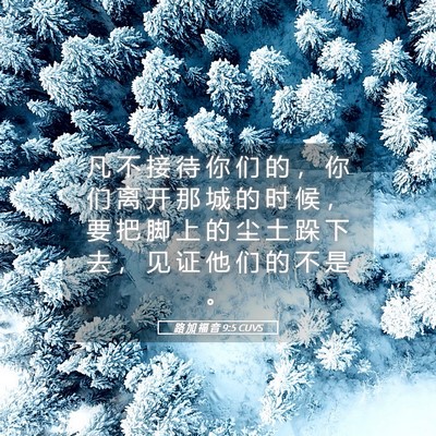 Picture 05 - 路 加 福 音 9:5 CUVS - 凡 不 接 待 你 们 的 ， 你 们 离 开 - Bible Verse Picture