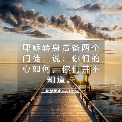Picture 05 - 路 加 福 音 9:55 CUVS - 耶 稣 转 身 责 备 两 个 门 徒 ， 说 - Bible Verse Picture