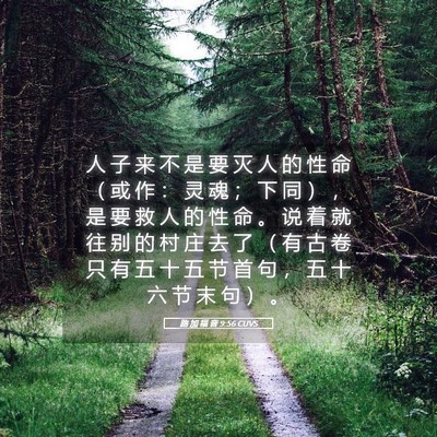 Picture 05 - 路 加 福 音 9:56 CUVS - 人 子 来 不 是 要 灭 人 的 性 命 （ - Bible Verse Picture