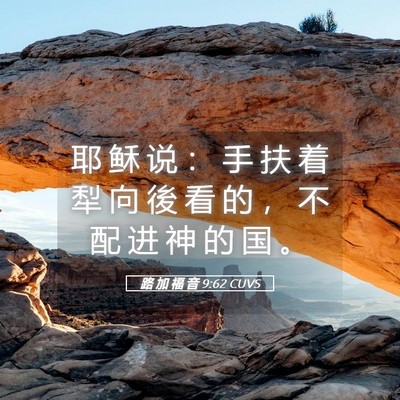 Picture 05 - 路 加 福 音 9:62 CUVS - 耶 稣 说 ： 手 扶 着 犁 向 後 看 的 - Bible Verse Picture