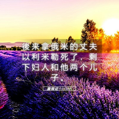 Picture 05 - 路 得 记 1:3 CUVS - 後 来 拿 俄 米 的 丈 夫 以 利 米 勒 - Bible Verse Picture