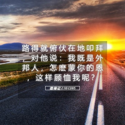 Picture 05 - 路 得 记 2:10 CUVS - 路 得 就 俯 伏 在 地 叩 拜 ， 对 他 - Bible Verse Picture