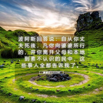 Picture 05 - 路 得 记 2:11 CUVS - 波 阿 斯 回 答 说 ： 自 从 你 丈 夫 - Bible Verse Picture