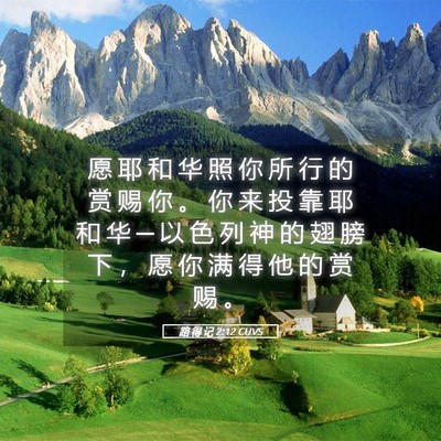 Picture 05 - 路 得 记 2:12 CUVS - 愿 耶 和 华 照 你 所 行 的 赏 赐 你 - Bible Verse Picture