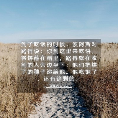 Picture 05 - 路 得 记 2:14 CUVS - 到 了 吃 饭 的 时 候 ， 波 阿 斯 对 - Bible Verse Picture