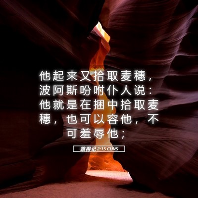Picture 05 - 路 得 记 2:15 CUVS - 他 起 来 又 拾 取 麦 穗 ， 波 阿 斯 - Bible Verse Picture
