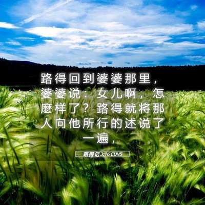 Picture 05 - 路 得 记 3:16 CUVS - 路 得 回 到 婆 婆 那 里 ， 婆 婆 说 - Bible Verse Picture