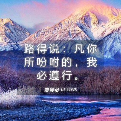 Picture 05 - 路 得 记 3:5 CUVS - 路 得 说 ： 凡 你 所 吩 咐 的 ， 我 - Bible Verse Picture