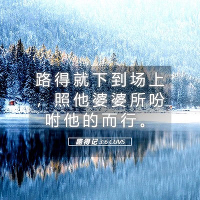 Picture 05 - 路 得 记 3:6 CUVS - 路 得 就 下 到 场 上 ， 照 他 婆 婆 - Bible Verse Picture