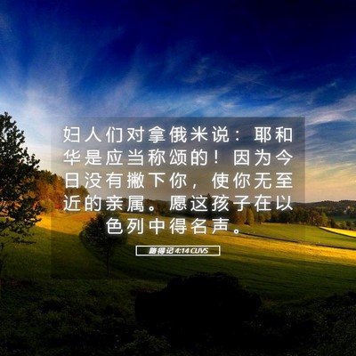 Picture 05 - 路 得 记 4:14 CUVS - 妇 人 们 对 拿 俄 米 说 ： 耶 和 华 - Bible Verse Picture